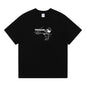 American Retro Vintage Cartoon Mickey Pizza Print T-Shirt Loose Pure Cotton White Short Sleeve Top for Women Summer